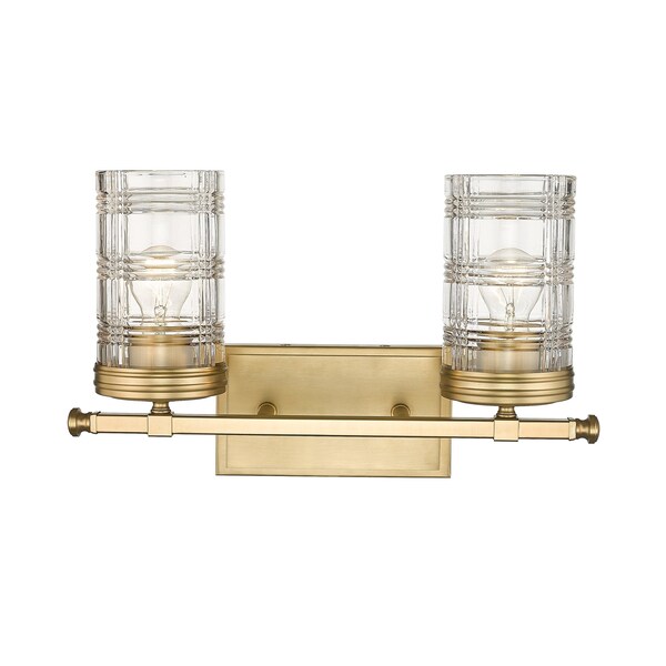 Archer 2 Light Vanity, Heirloom Gold & Clear